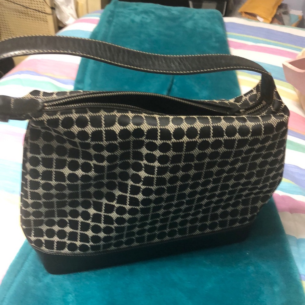 Kate spade black leather and canvas bag
